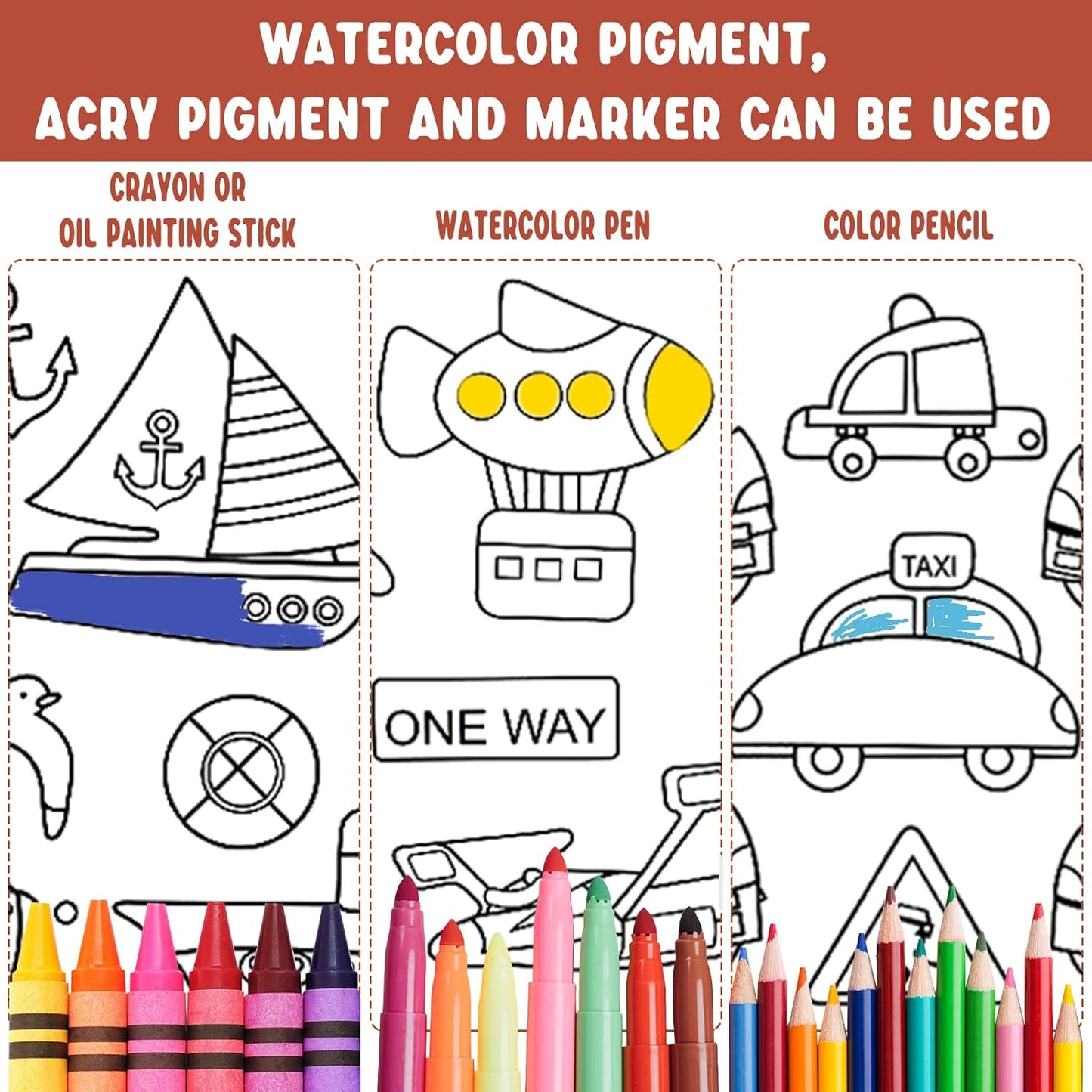 2PCS Children's Drawing Roll, Coloring Paper Roll for Kids Gift, 120 * 11.8 Inches DIY Painting Drawing Paper Roll, Sticky Drawing Paper Roll, Early Educational Toys for Kids (Animal World)