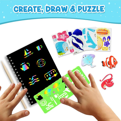 ZMLM 24 Pack Scratch Art Party Favors: Birthday Party Favors for Kids 4-8, Bulk Rainbow Scratch Notebook Paper Pads, Goodie Bags Stuffers Girls Boys Classroom Gifts Crafts Toys