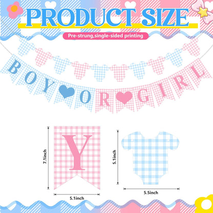 Hahafelt 1 Pcs Blue Gingham Welcome Baby Boy Banner for Baby Shower Party Decorations Pre Strung Gender Reveal Paper Banner for Table, Wall, Mantel Display Party Decor Supplies
