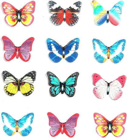 Weraru 58Pcs Edible Butterfly and Flowers Cake Topper Cupcake Toppers Wedding Themed Party Birthday Cake Decoration Mixed Size & Colour