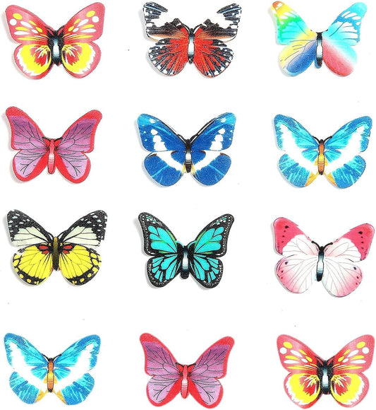 Weraru 58Pcs Edible Butterfly and Flowers Cake Topper Cupcake Toppers Wedding Themed Party Birthday Cake Decoration Mixed Size & Colour