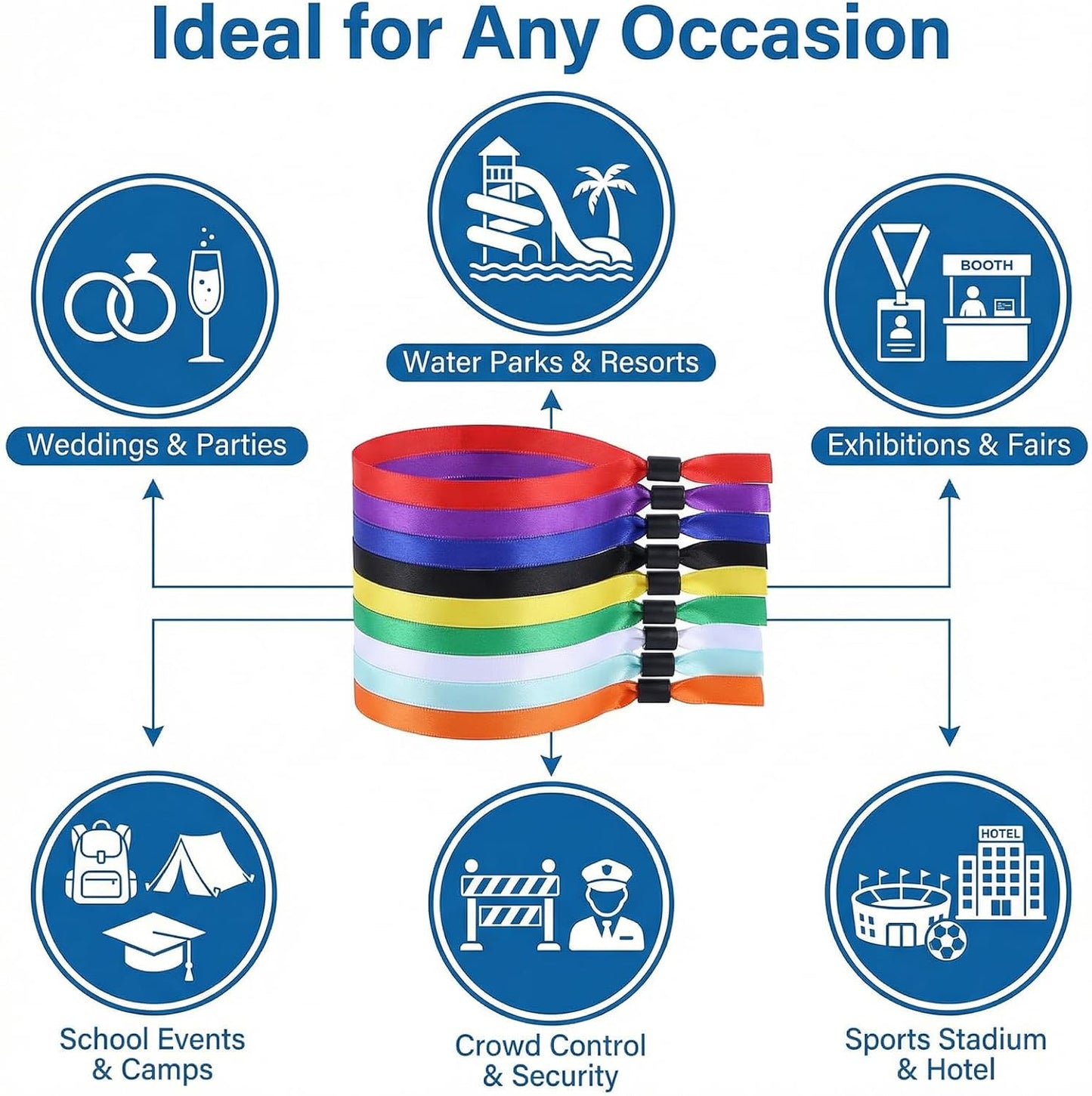 50 Pcs Cloth Event Wristband Disposable Fabric Bracelets Party Entrance Identification Wrist Strap for Concert Club Admission Summer Camp Festival VIP Drink Ticket ID