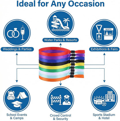 50 Pcs Cloth Event Wristband Disposable Fabric Bracelets Party Entrance Identification Wrist Strap for Concert Club Admission Summer Camp Festival VIP Drink Ticket ID