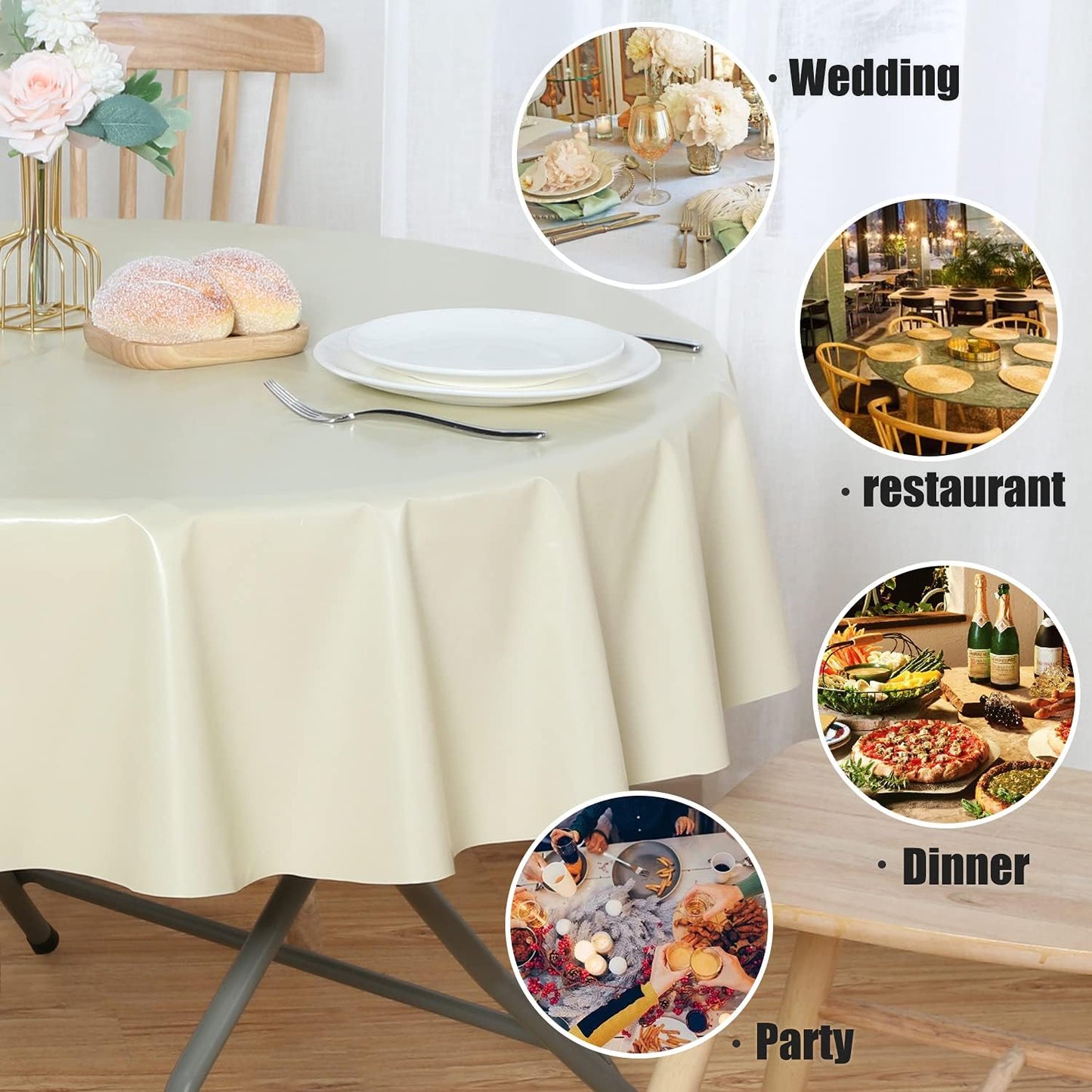 sancua Clear Plastic 100% Waterproof Tablecloth - 54 x 78 Inch - Vinyl PVC Rectangle Table Cloth Protector Oil Spill Proof Wipe Clean Table Cover for Dining Tables, Parties & Camping, Crystal Clear