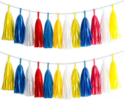 Tassel Garland Tissue Paper Tassel Banner,Tassels Party Decorations for Wedding,Birthday,Bridal/Baby Shower,Pack of 15 (Burgundy/Black/Silver)