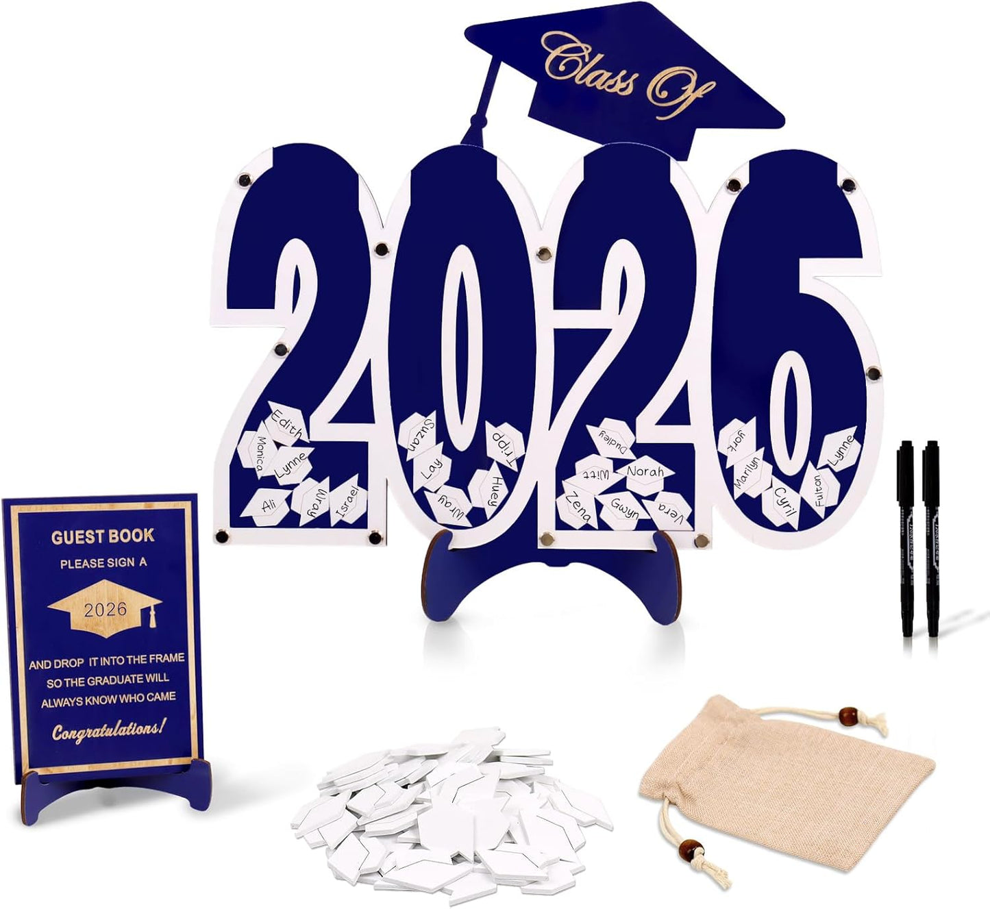 2026 Graduation Guest Book Alternative, Black Happy Graduation Party Decorations, Class of 2026 Congrats Graduates Signature Guestbook Gifts for College High School Students Friends Men Women