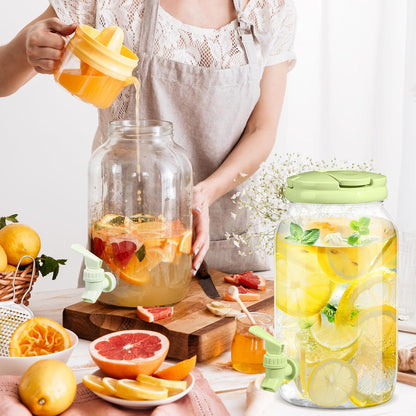 Havawish 2 Pcs 1 Gallon Plastic Beverage Dispenser with Spigot Clear Summer Kitchen Fridge Drink Dispenser for Parties Lemonade Juice Tea Beer Cold Water (Red,Cylinder)