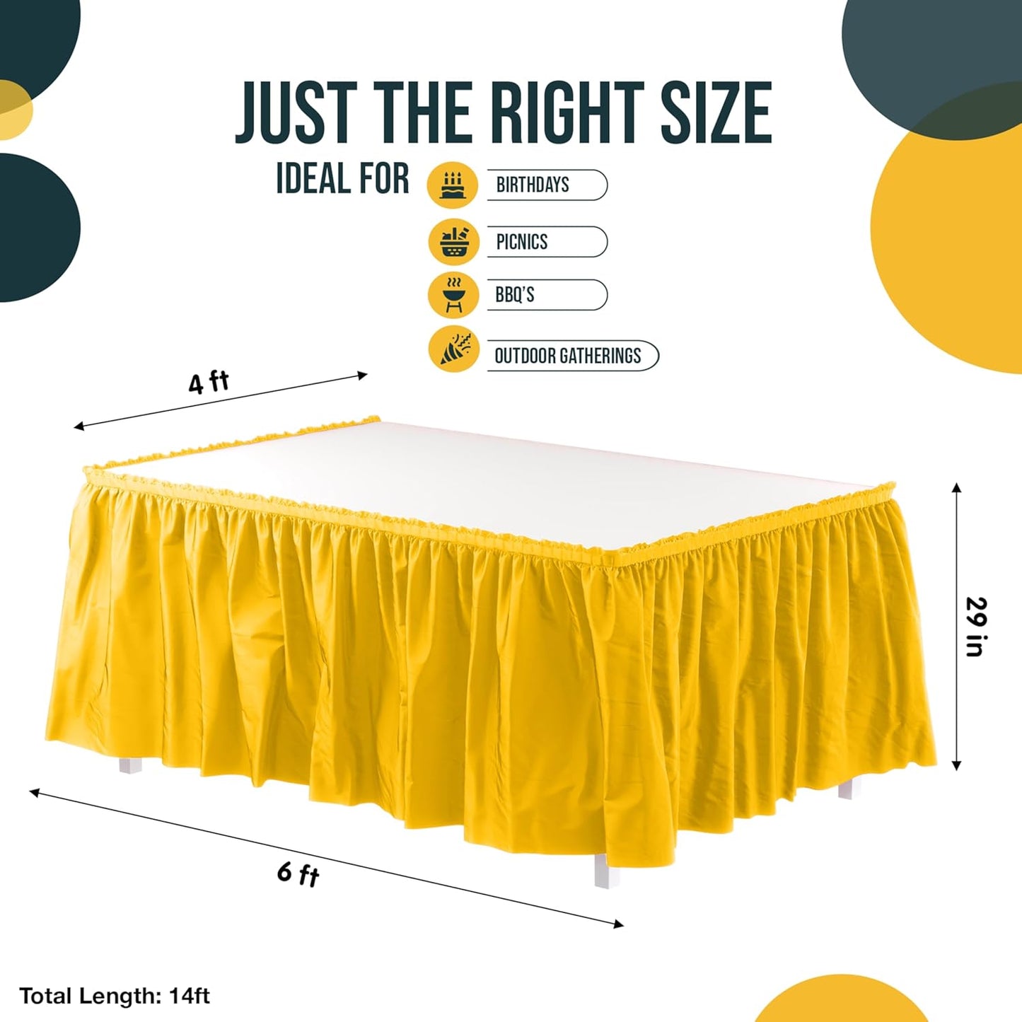 Exquisite Ruffle Table Skirt Pink 6 Pack 14 Ft Long Table Skirts for Rectangle Tables 6ft Plus or Round Tables Skirts with Adhesive Strip for Gender Reveal Decor & Happy Birthday Parties