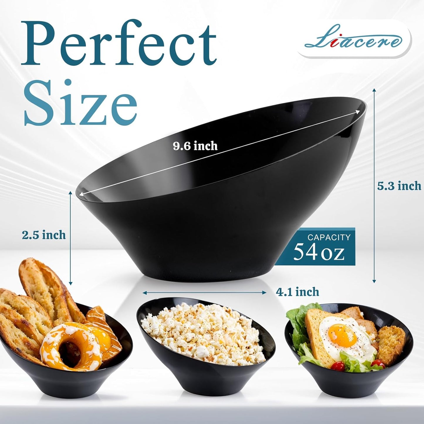 Liacere 54 OZ Clear Plastic Serving Bowls - 16PCS Angled Serving Bowls - Disposable Bowl for Candy Chip - Party Table Salad and Fruit，Can be Used Weddings and Gatherings＆ New Year