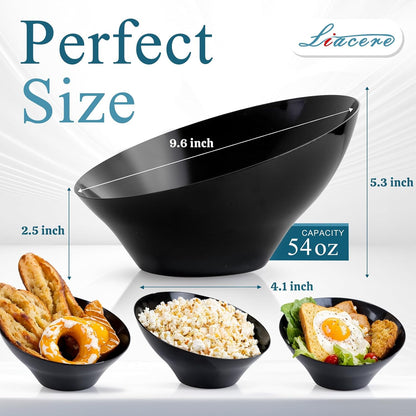Liacere 54 OZ Clear Plastic Serving Bowls - 16PCS Angled Serving Bowls - Disposable Bowl for Candy Chip - Party Table Salad and Fruit，Can be Used Weddings and Gatherings＆ New Year