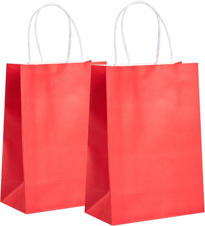 32 Pack Paper Gift Bags with Handles, 5.8"×3.2"×8.25" Party Favor Bags, Gift Bags, Small Gift Bags with Handles, Party Bags, Small Goodie Bags Bulk for Birthday, Crafts, Wedding, Party Supplies (8 Colors)