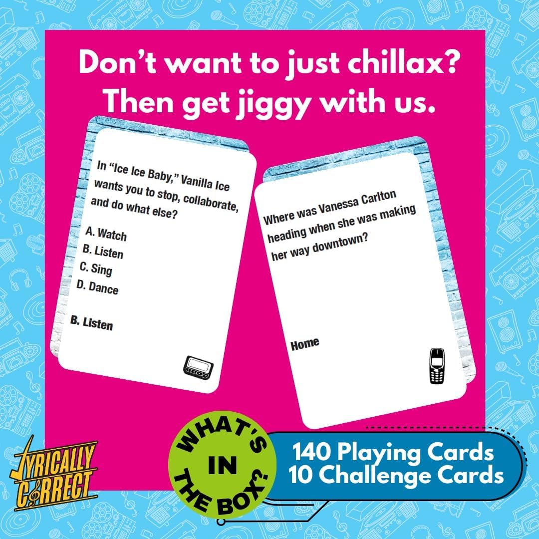 Lyrically Correct '90s & 2000s Music Trivia Card Game - Hip Hop and R&B Edition - Finish the Lyrics Challenge, Fun for Adults, Party or Family Night
