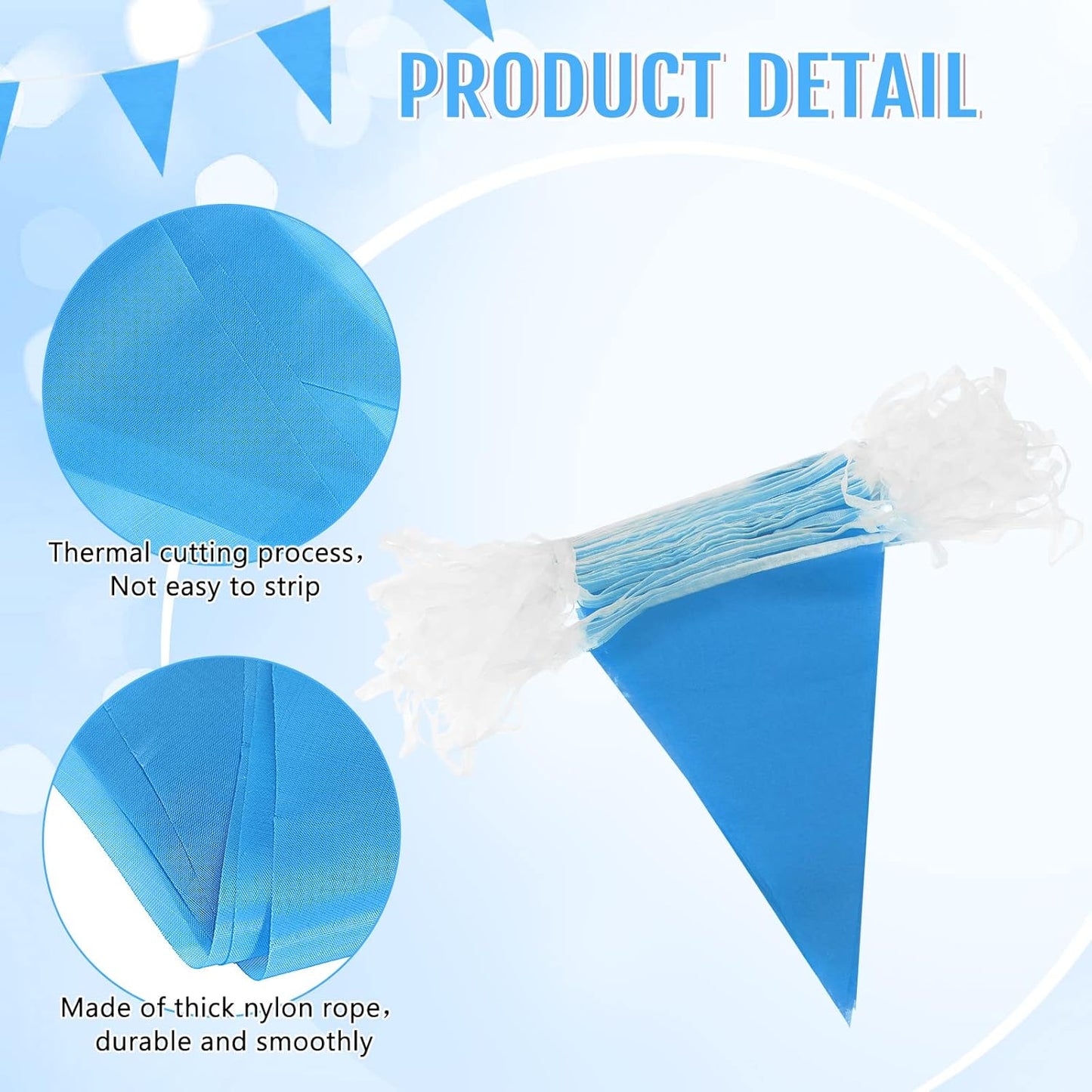 Tatuo 200 Feet Solid Pennant Banners Flags String Triangle Hanging DIY Bunting Flags Party Decorations for Grand Opening Party Banners for Kids Birthday, Shops (White)