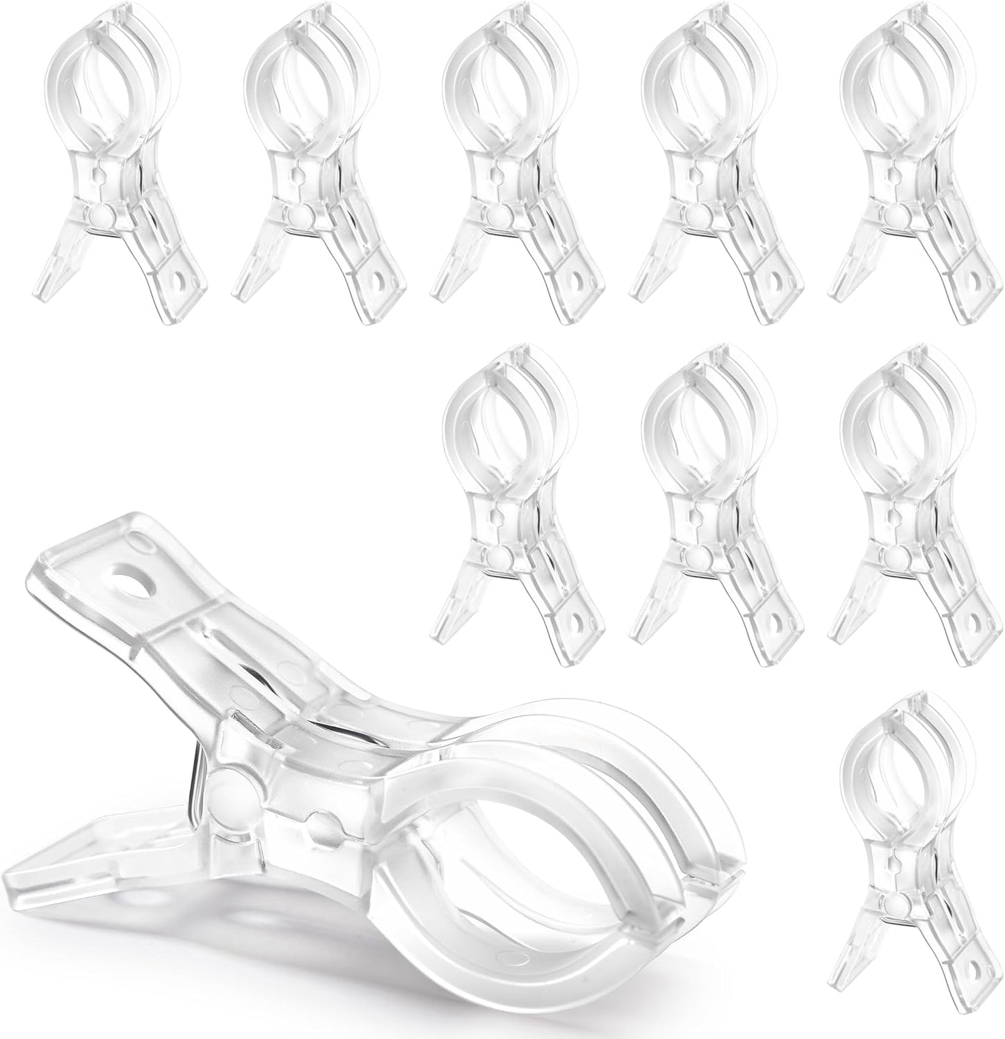 RELBRO Spring Clamps, 3.5 Inch Clear Plastic Clips for Balloon Arch Backdrop Craft Decoration Projects, Invisible Design, 10 Pcs