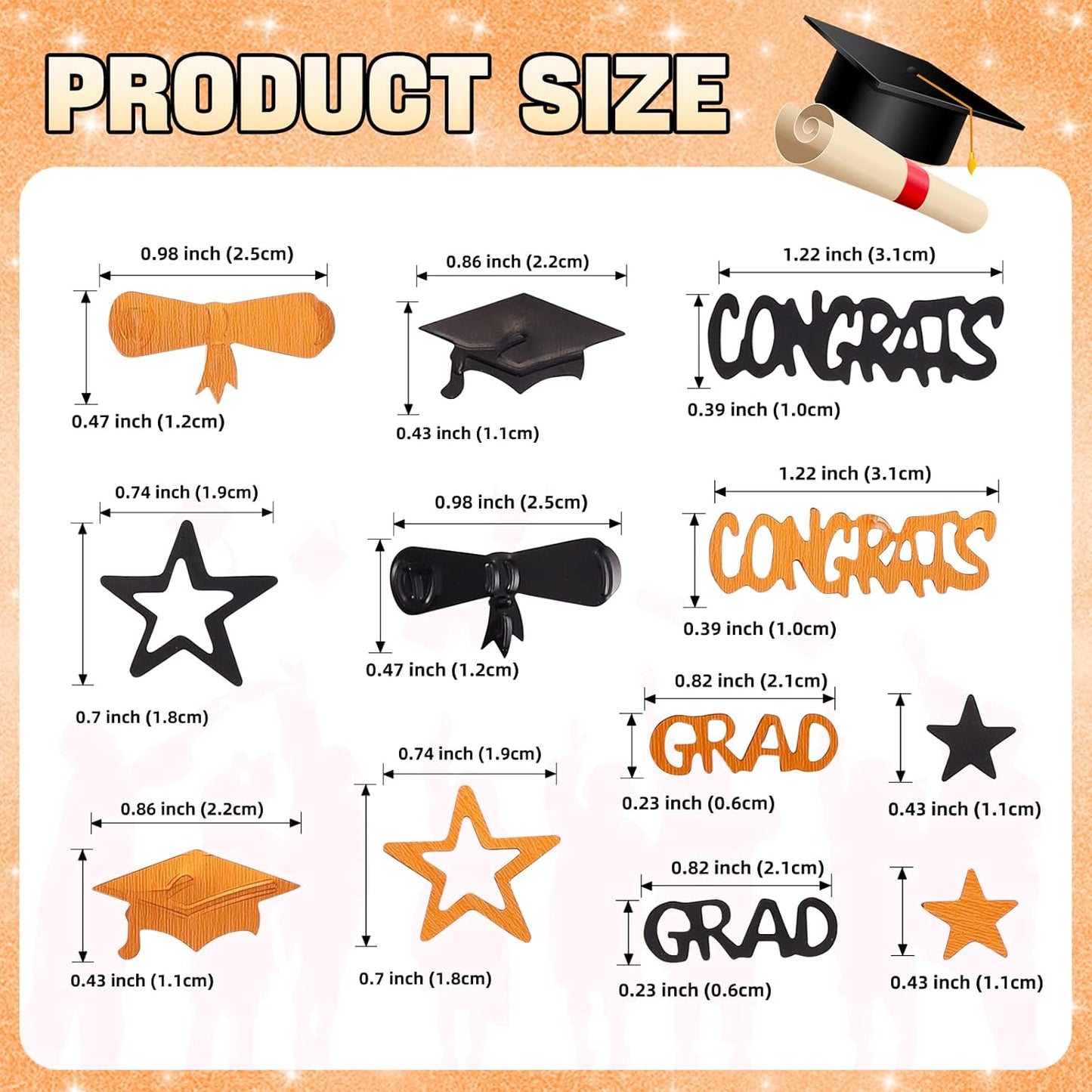 Gold and Black Graduation Confetti 2026, 1000 Pcs Congrats Grad Confetti Class of 2026 Party Table Centerpiece for 2026 Graduation Party Decorations