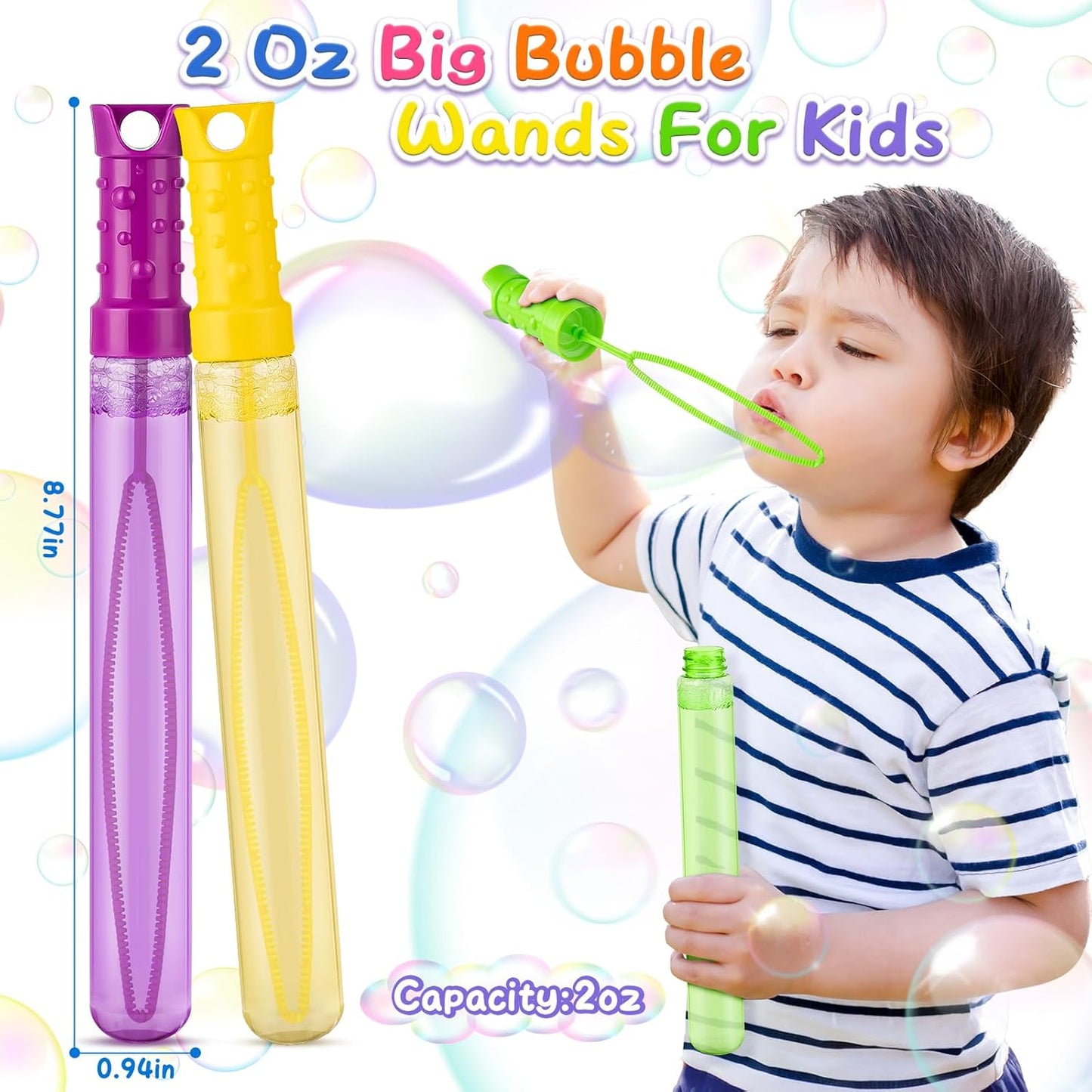 36 Pack Big Bubble Wands Bulk in 6 Colors, Ideal for Easter, Summer, Halloween, Valentine, School Classroom Prizes