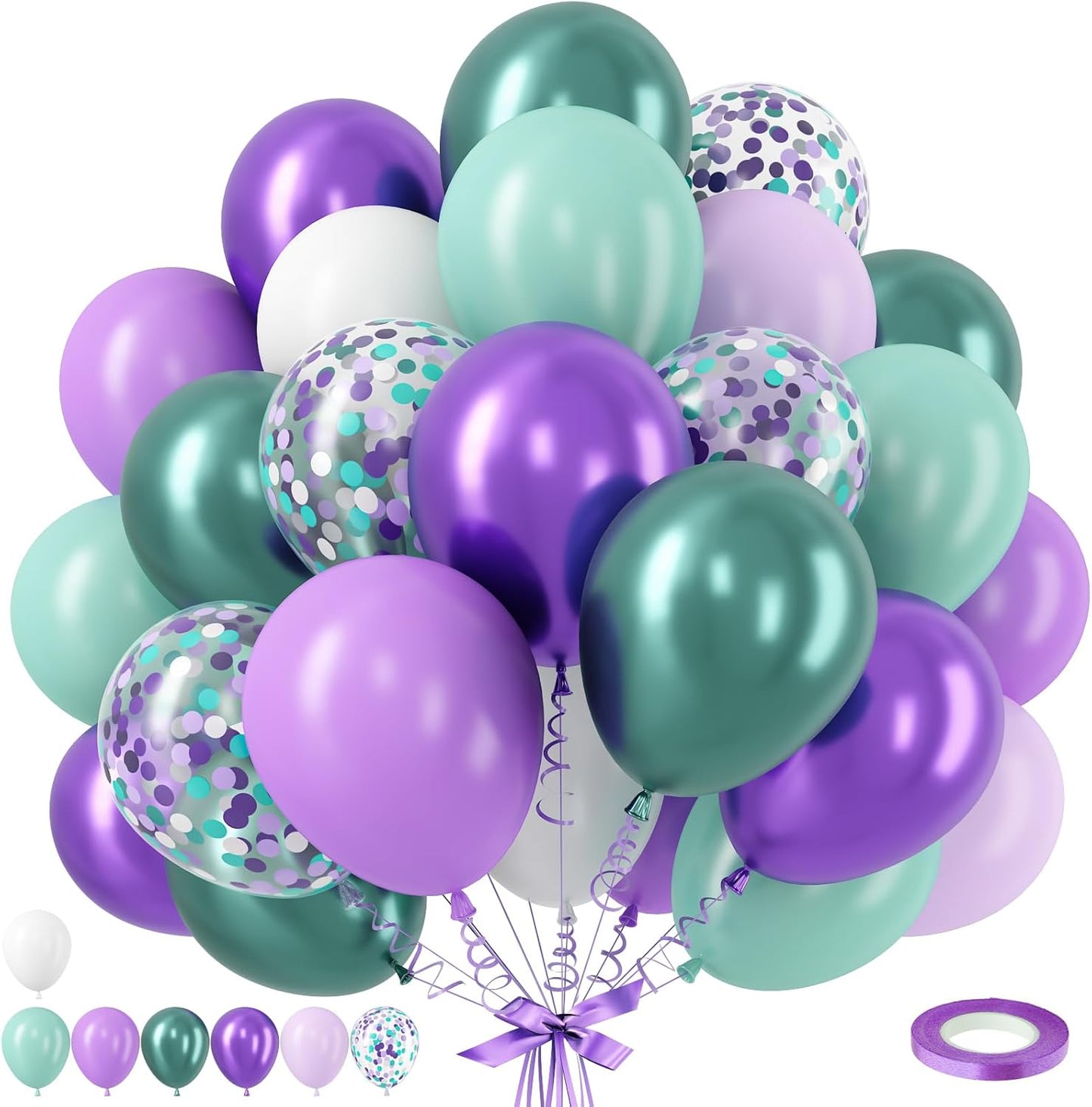 Blue Silver Balloons Set, 12 Inch Blue and Silver Balloons Dark Navy and Confetti Party Latex Balloon, Macaron Metallic Baby Blue Mixed Balloon for Birthday Graduation Baby Shower Wedding Retirement