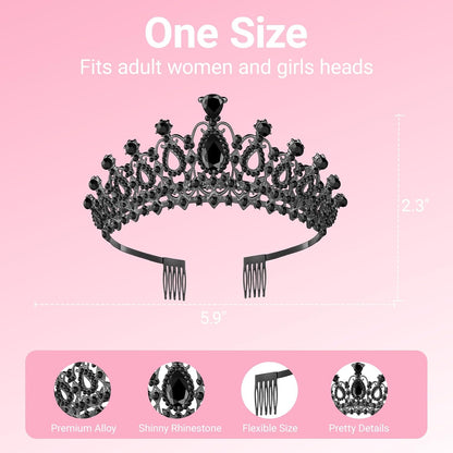 Tiara Crown for Women, Headband Hair Accessories for Birthday Wedding Party Costume Pink