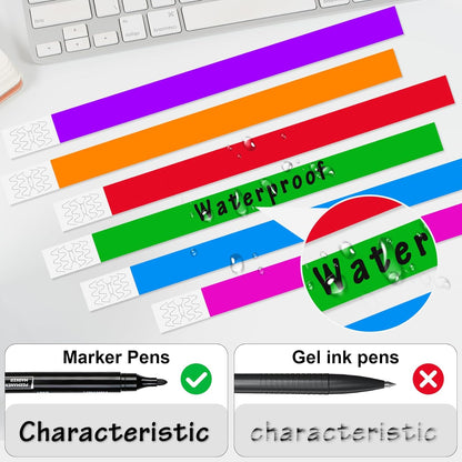 1000 Pcs Paper Wristbands for Events Waterproof Wrist Bands Lightweight Festival Identification Wristbands Neon Adhesive Event Wrist Band for Party