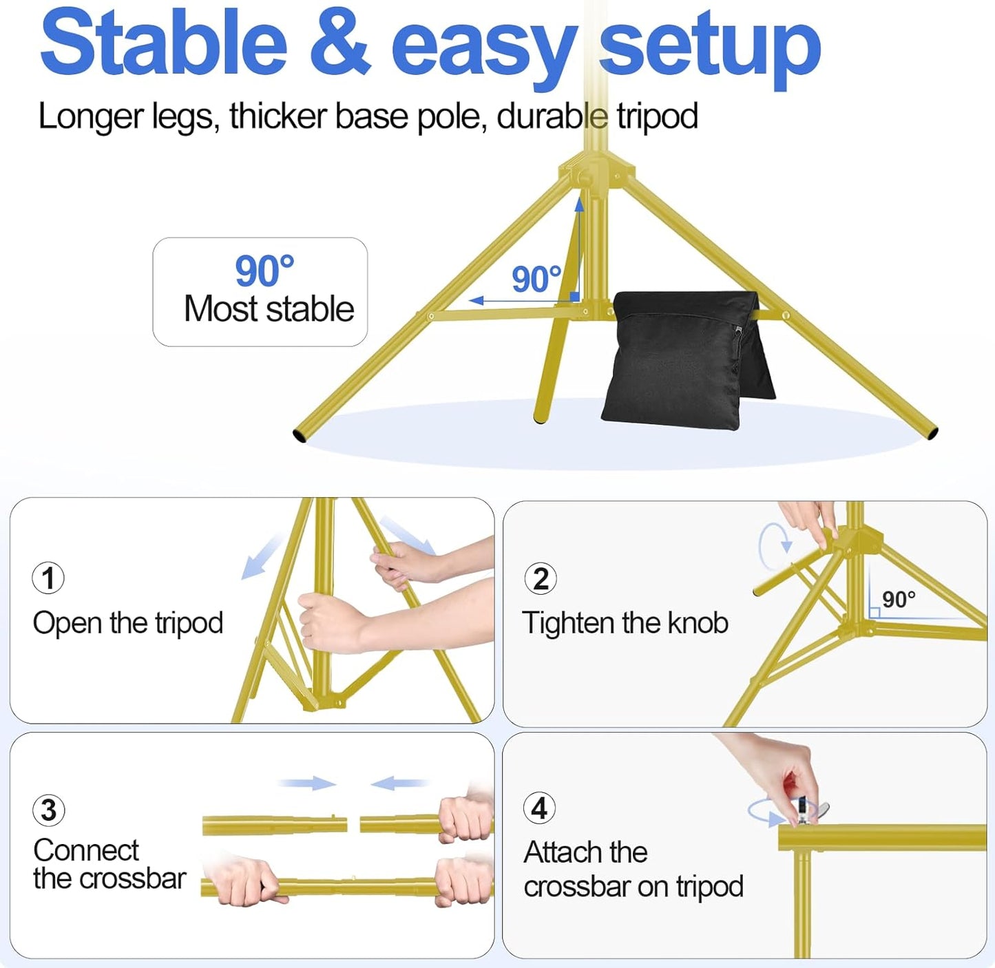EMART Backdrop Stand 10x7ft(WxH) Photo Studio Adjustable Background Stand Support kit with 2 Crossbars, 8 Clamps, 2 Sandbags and Carry Bag for Parties, Events Decoration, Wedding, Photography -White