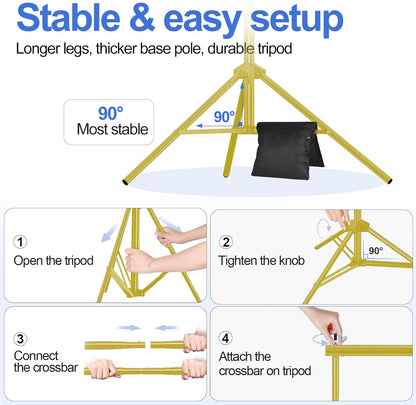 EMART Backdrop Stand 10x7ft(WxH) Photo Studio Adjustable Background Stand Support kit with 2 Crossbars, 8 Clamps, 2 Sandbags and Carry Bag for Parties, Events Decoration, Wedding, Photography -White
