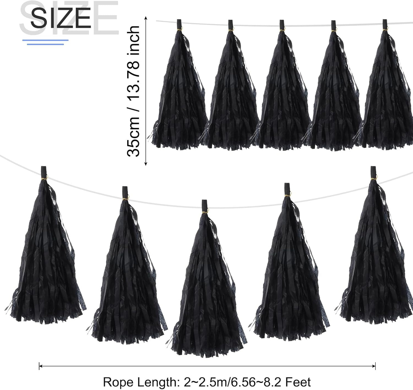 MECCANIXITY 20Pcs Light Blue Tassel Garland Banner with Rope Tissue Paper Tassels Party DIY Kits for Anniversary Wedding Birthday Party