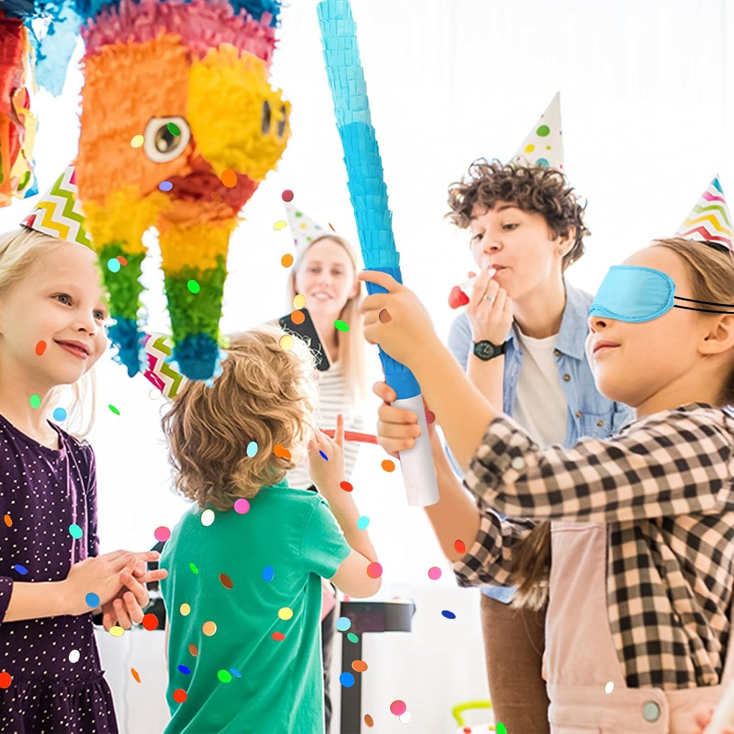 15.75 Inch Piñata Stick Kit Blue Unbreakable Pinata Stick with Blindfold Blind Rope Blind Stick Suitable for Girls Boys Adults Can Have Fun at Any Party