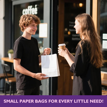 32 Pack Paper Gift Bags with Handles, 5.8"×3.2"×8.25" Party Favor Bags, Gift Bags, Small Gift Bags with Handles, Party Bags, Small Goodie Bags Bulk for Birthday, Crafts, Wedding, Party Supplies (8 Colors)