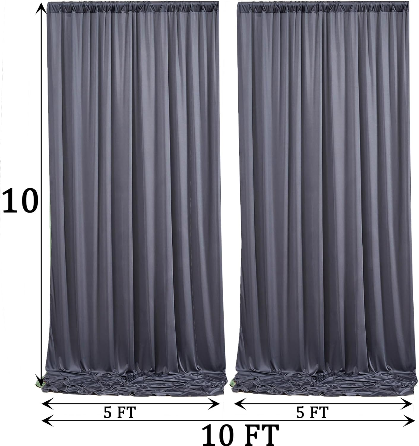 10ftx10ft Black Backdrop Curtains for Weddings Parties, Wrinkle Free 2 Panels Silky Polyester Photo Backdrop Drapes Back Drop Cloth Drapery for Birthday Mother'sDay Photography Background