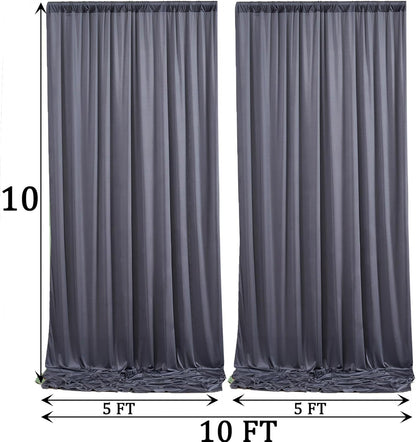 10ftx10ft Black Backdrop Curtains for Weddings Parties, Wrinkle Free 2 Panels Silky Polyester Photo Backdrop Drapes Back Drop Cloth Drapery for Birthday Mother'sDay Photography Background