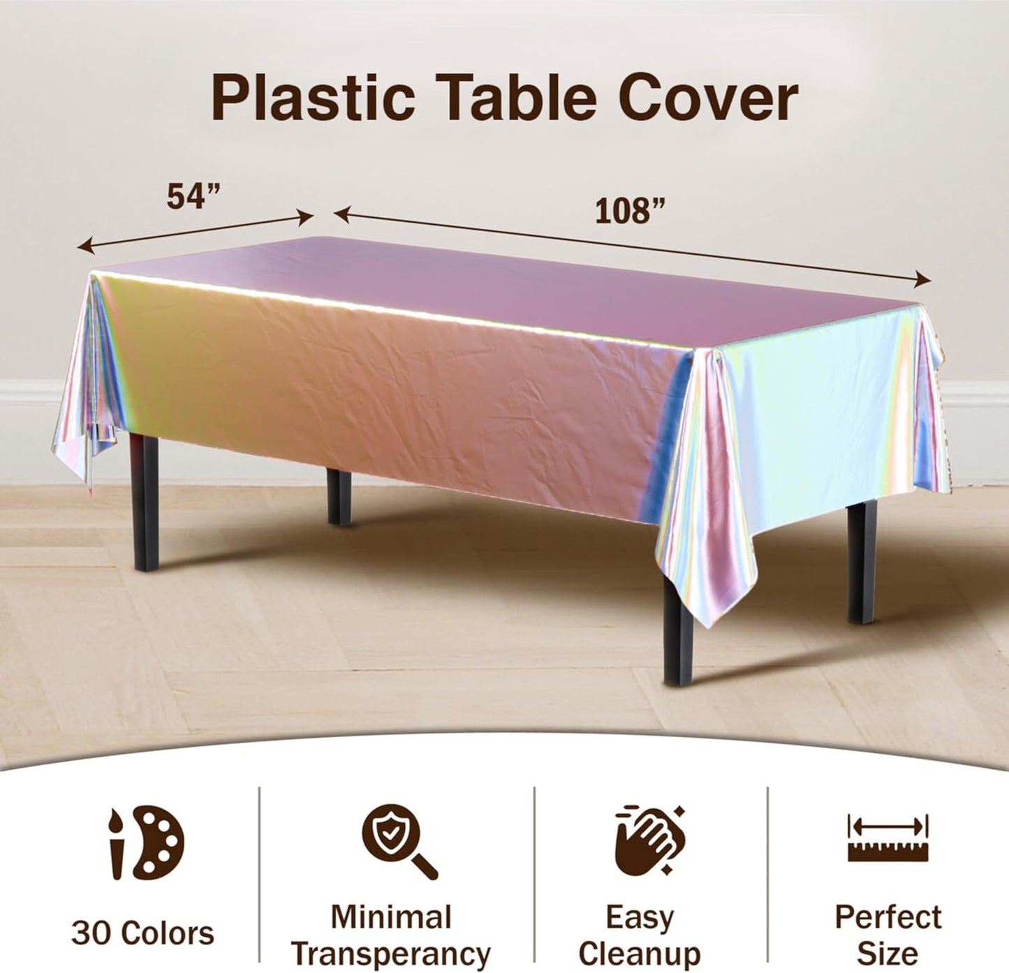 12-Pack Premium Plastic Tablecloth 54in. x 108in. Rectangle Table Cover - Dark Blue - Colors A