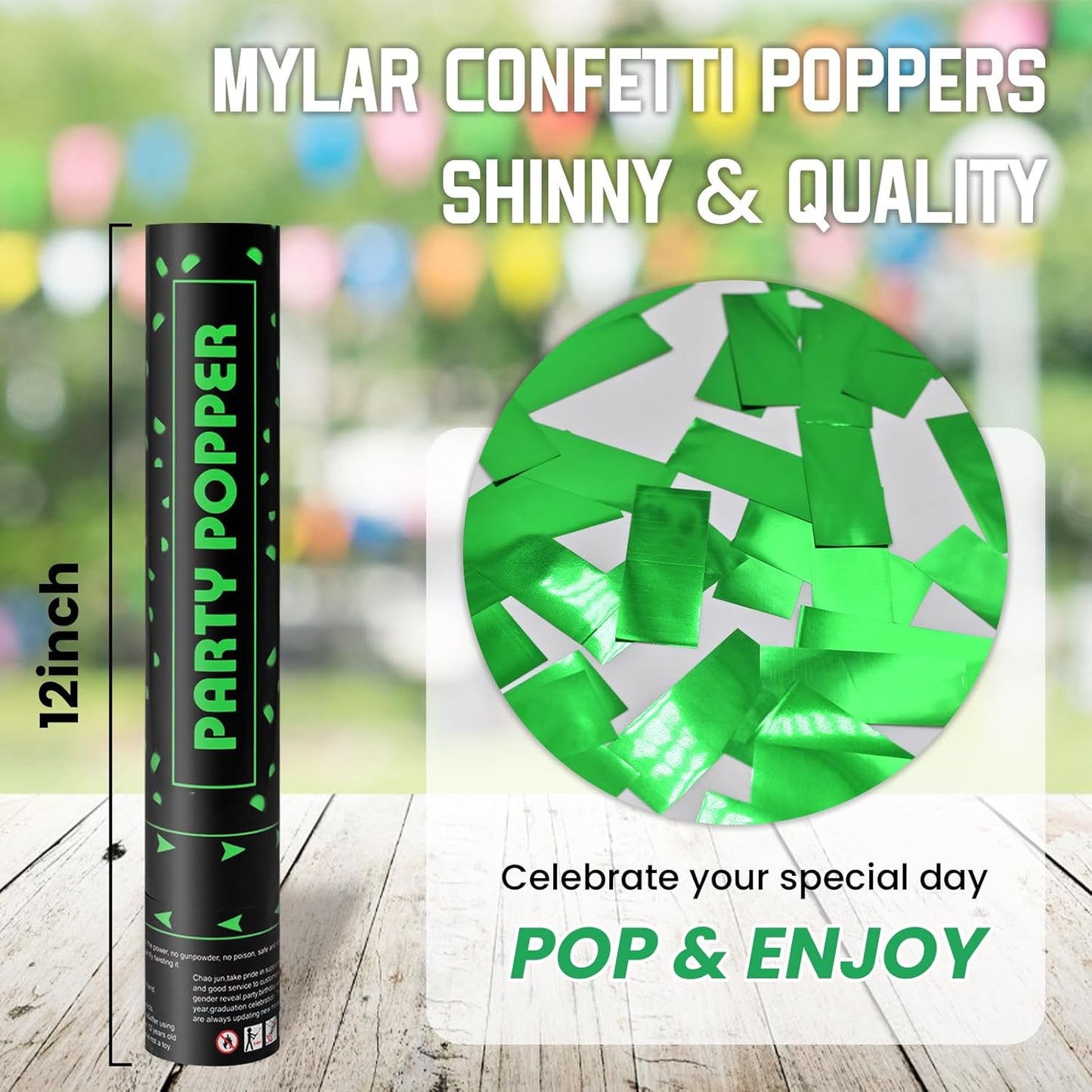 Confetti Cannon Gold Party Poppers 12 Pack Party Cannon Confetti Shooters for Celebrations Wedding Birthday Graduation Golden Foil 12 inch Confetti Poppers for Christmas New Year Eve Parties Supply