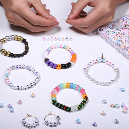 1000Pcs Glow Letter Beads Acrylic Alphabet Bead Glow in The Dark, 4x7 mm Round Beads for Friendship Bracelets and DIY Crafts