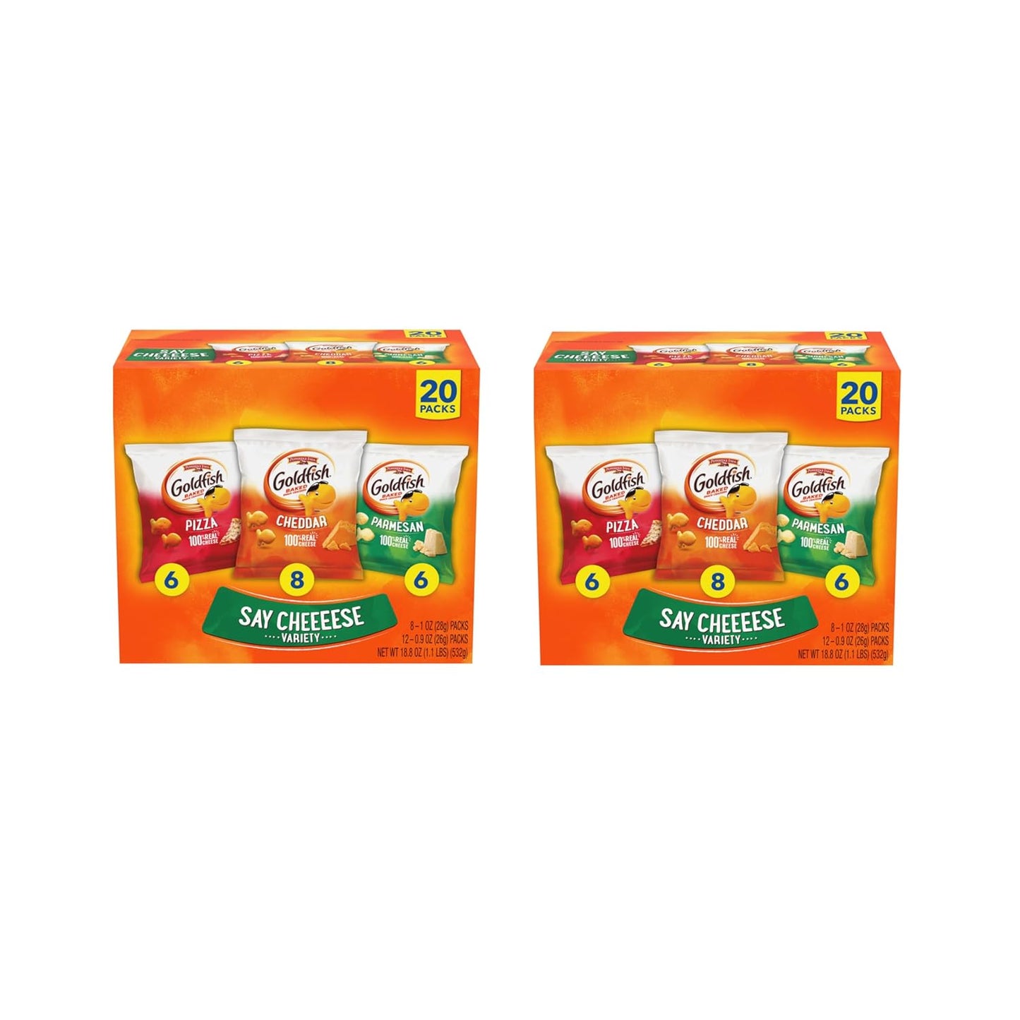 Goldfish Crackers Big Smiles Variety Pack with Cheddar, Colors, and Pretzels, Snack Packs, 30 Ct