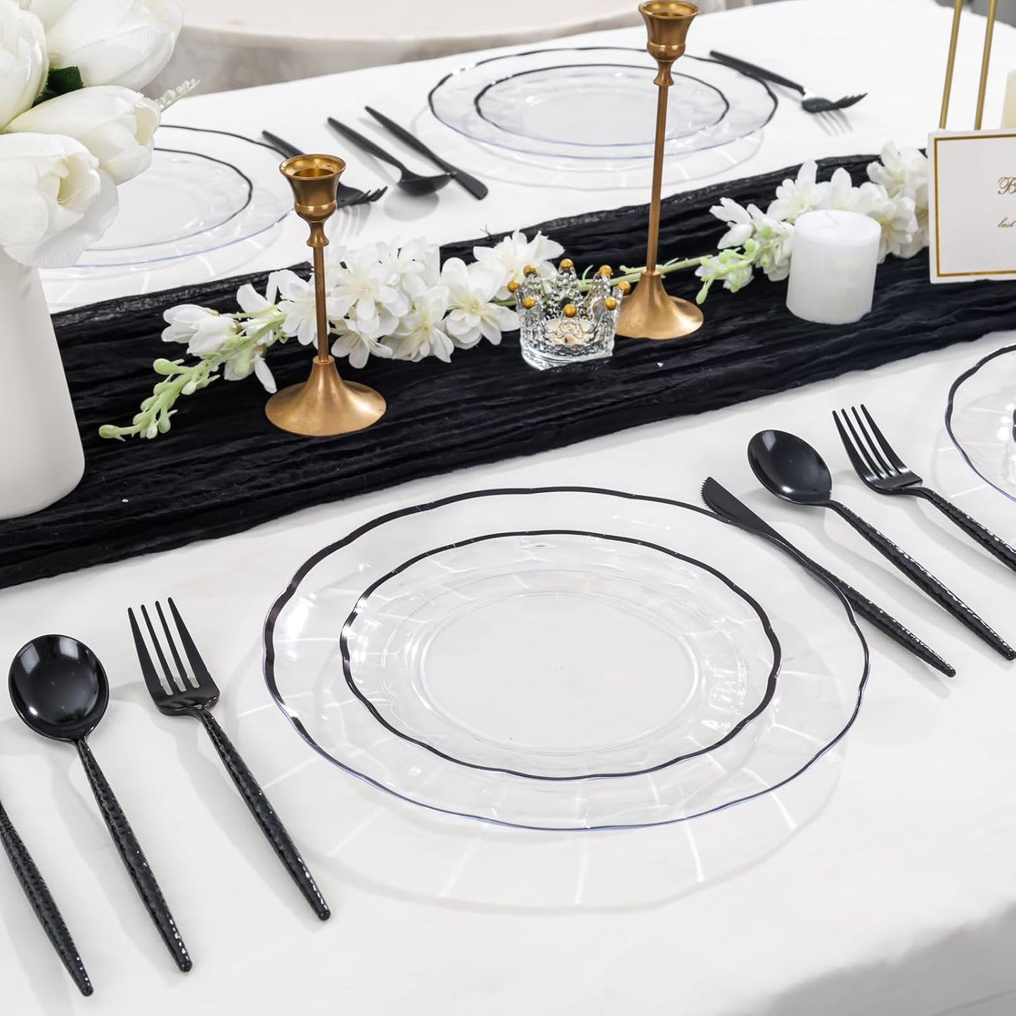 Supernal 360pcs Silver Plastic Cutlery,Elegant Plastic Silverware,Silver Hammed Silverware,Disposable Flatware,Include 120 Forks,120 Knvies,120 Spoons,Perfect for Birthday,Party,Wedding
