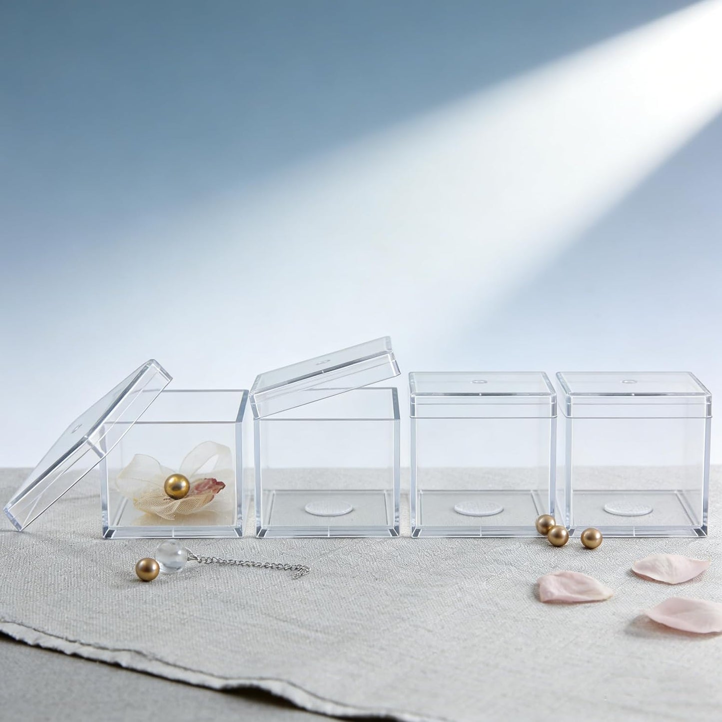 KissYou Acrylic Box Clear Boxes with Lid 12 Packs Small Candy Box Display Square Cube Wedding Graduation Party Decorations Jewlry Gift Box