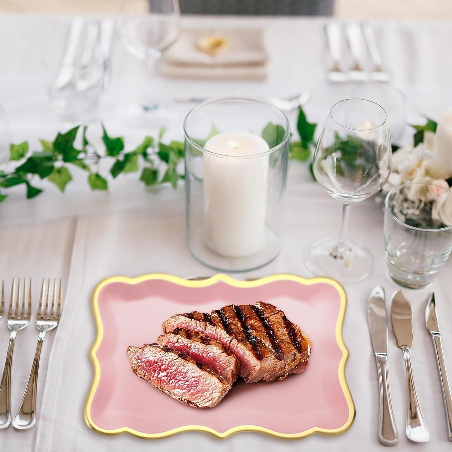 Havawish 24 Pcs 9" x 13" Pink Disposable Paper Serving Trays and Platters Food Platters for Parties White Trays Cupcake Platter Bandejas Decorativas para Fiestas for Birthday Party Weddings