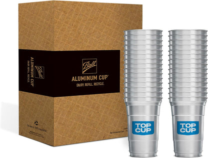 Top Cup – 16 Ounce, 30 Count, Reusable Aluminum Party Cups | Cold-Holding, Recyclable, Made in USA