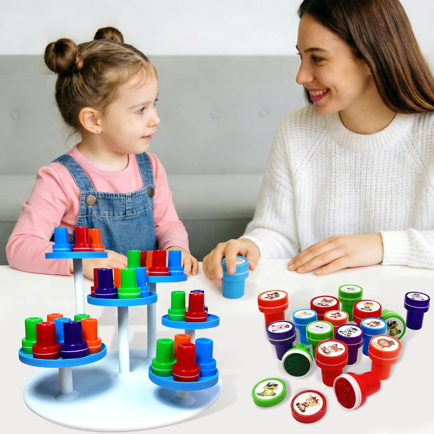 30PCS Animal Stamps for Kids, Safari Party Favors Self- Ink and Washable Stamps for Kids Birthday Gifts, Teacher Stamps