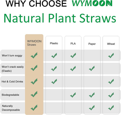 Biodegradable Straws made of Natural Plant | 200 PCS 7.8'' Compostable Eco-Friendly Drinking Straws Disposable | Durable for Hot & Cold Drinks