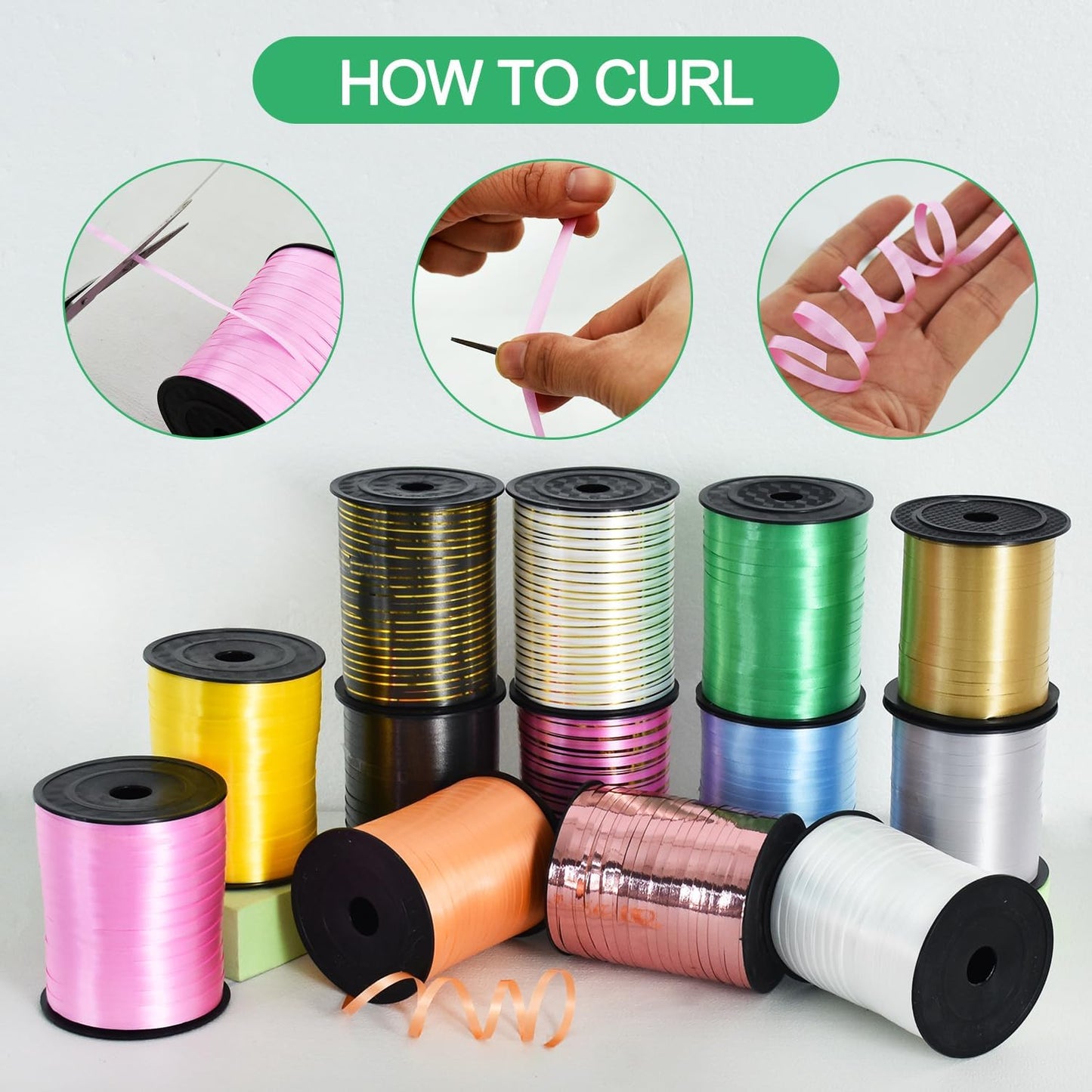 TONIFUL 500 Yards Curling Ribbon-Balloon Ribbon-Balloon String for Art&Craft Decor,Gift Wrapping,Ribbons and Bows for Christmas New Year Birthday Gifts (Silver)