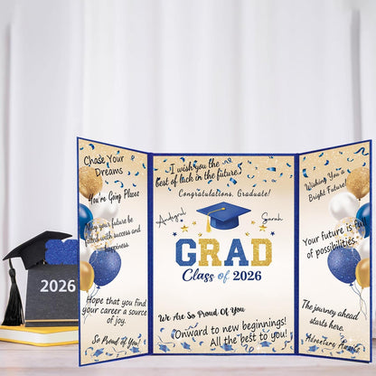 QIYANPAX Graduation Guest Book 2026, Blue and Gold Graduation Decorations Class of 2026, Graduation Signature Book, Congrats Grad Guest Book Alternative, Unique Graduation Gifts