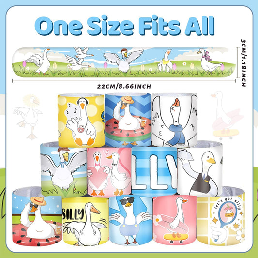 48 PCS Silly Goose Slap Bracelets, Funny Silly Goose Party Favors Supplies Birthday Party Decorations Gifts Goodie Bag Fillers for Classroom Rewards