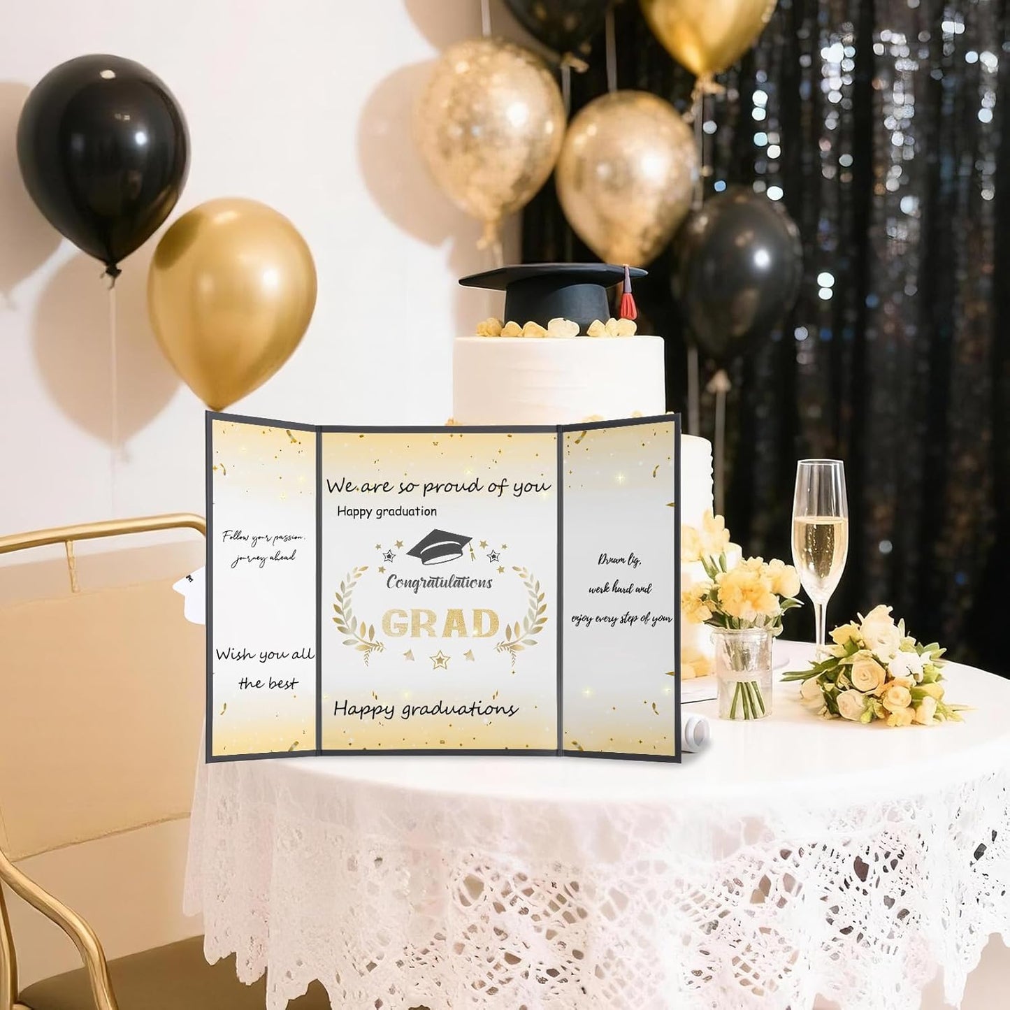 Graduation Guest Book 2026, Black and Gold Graduation Decorations Class of 2026 Graduation Signature Autograph Book for Congrats Grad Party Favors Supplies Gifts