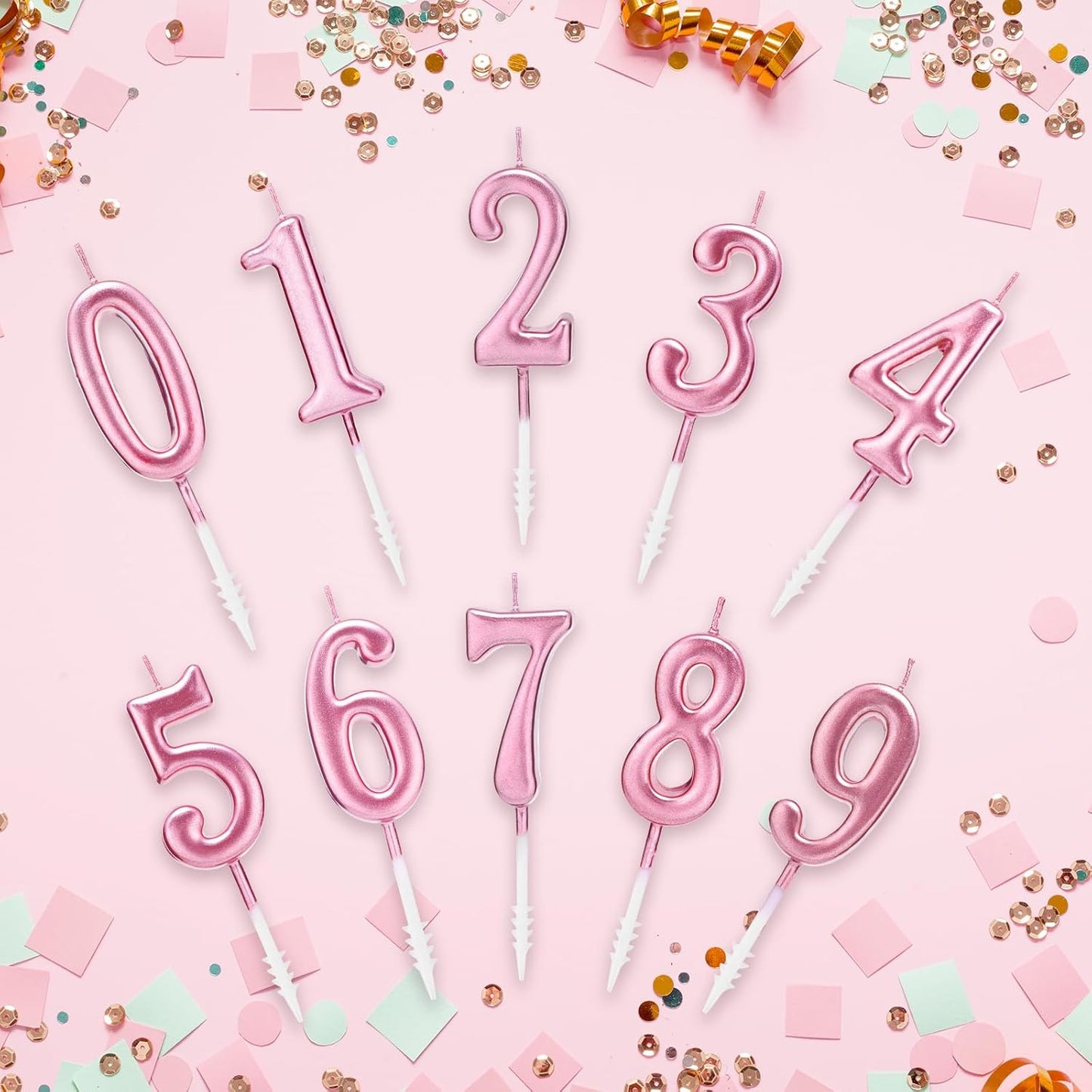 Beanlieve 10-Pieces Numeral Birthday Candles - Cake Numeral Candles Number 0-9 Glitter Cake Topper Decoration for Birthday,Wedding Anniversary,Party Celebration (Colourful)