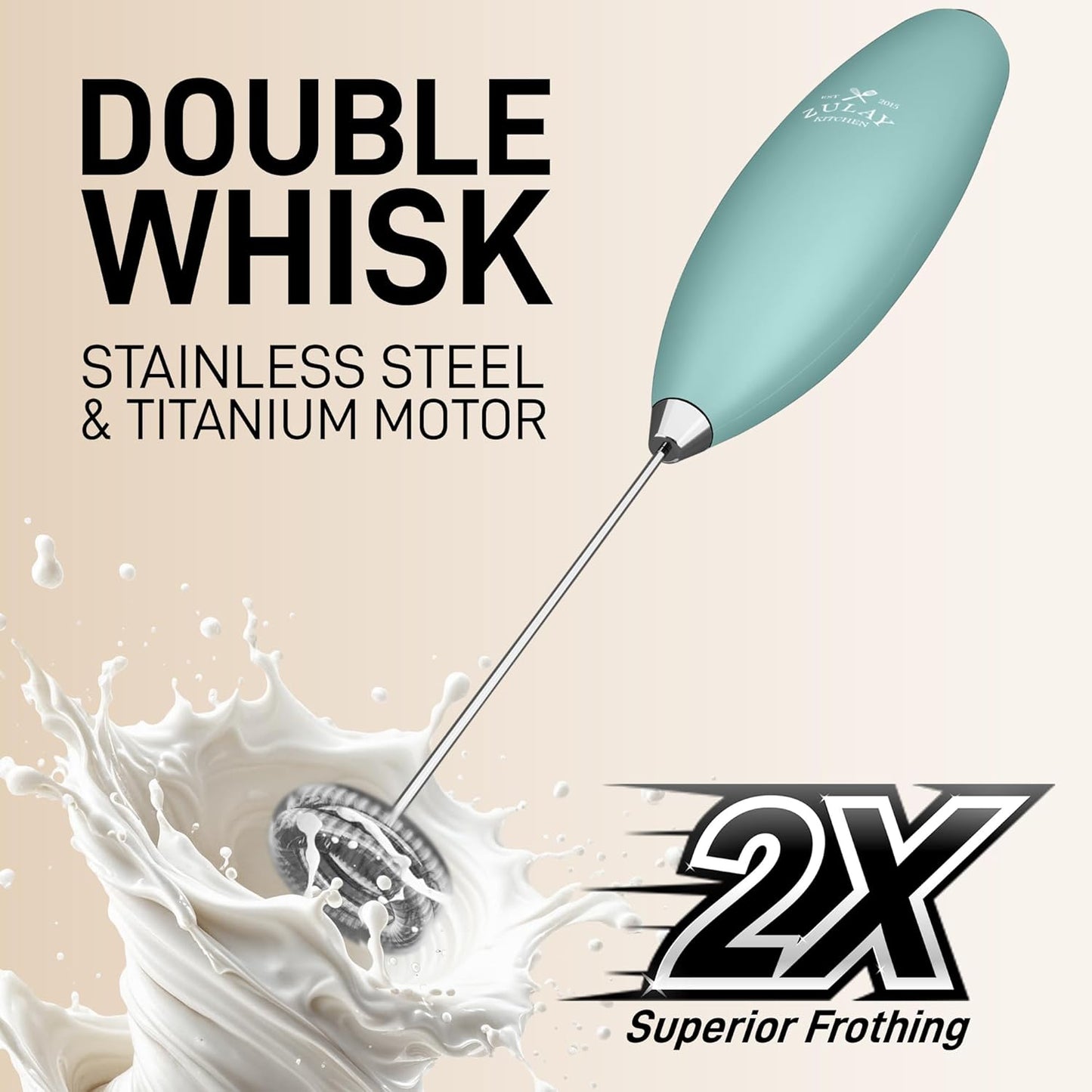 Zulay Kitchen Powerful Milk Frother Wand With Duracell Batteries - Ultra Fast Handheld Drink Mixer - Electric Whisk Foam Maker for Coffee, Lattes, Cappuccino & Matcha - Z1 Motor - Black - Colors B