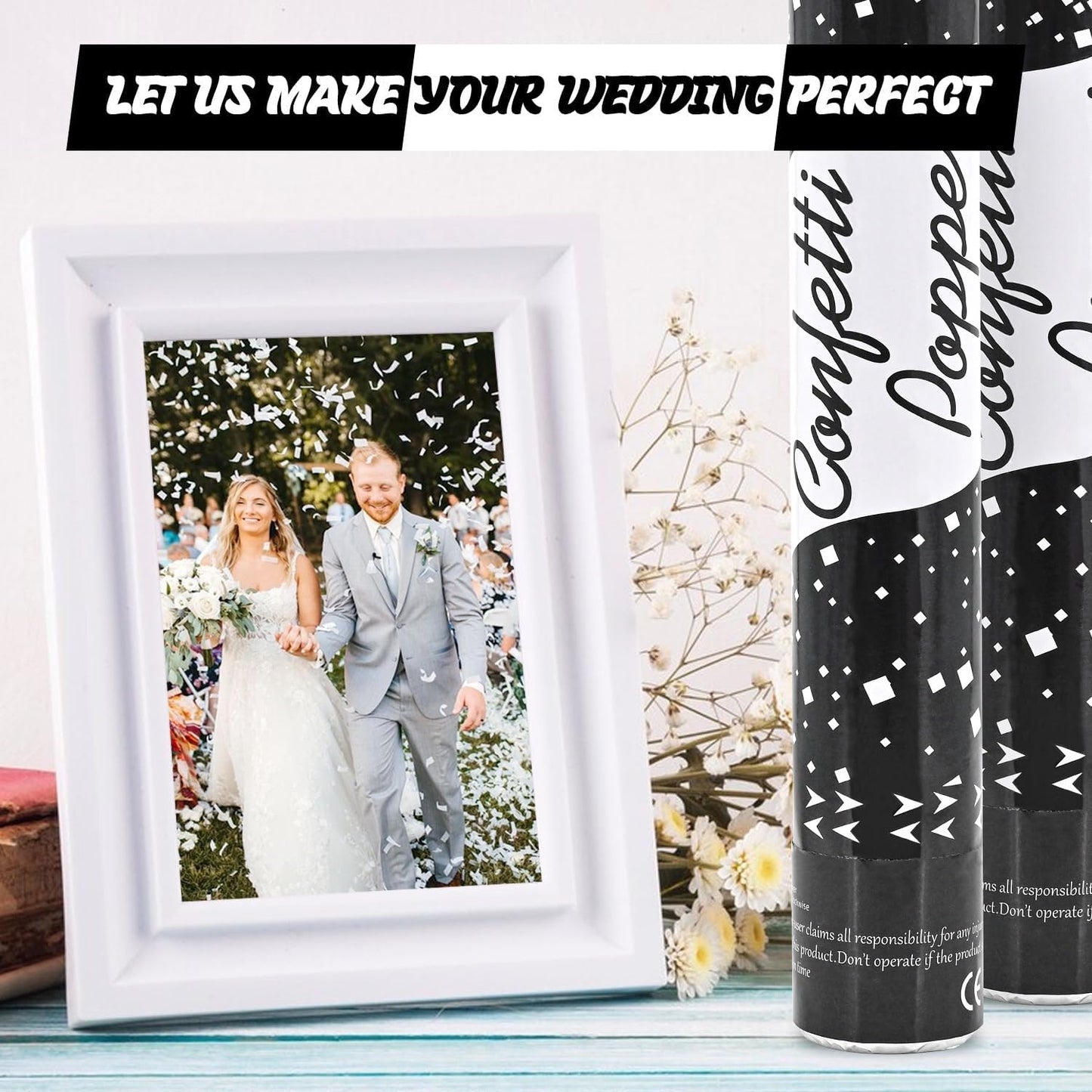 12 Pack Red Biodegradable Confetti Cannon-Confetti Poppers for Wedding, Graduation, Birthday, New Year's Eve Celebration Valentines Day Wedding Engagement Anniversary Bridal Shower Party Supplies