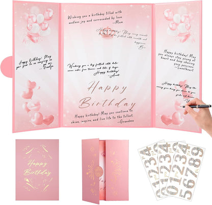 Rose Gold Birthday Party Decorations,18" x 12" Creative Birthday Decorations Guest Sign in Book Alternative, for Men and Women of All Ages, Happy Birthday Party Supplies