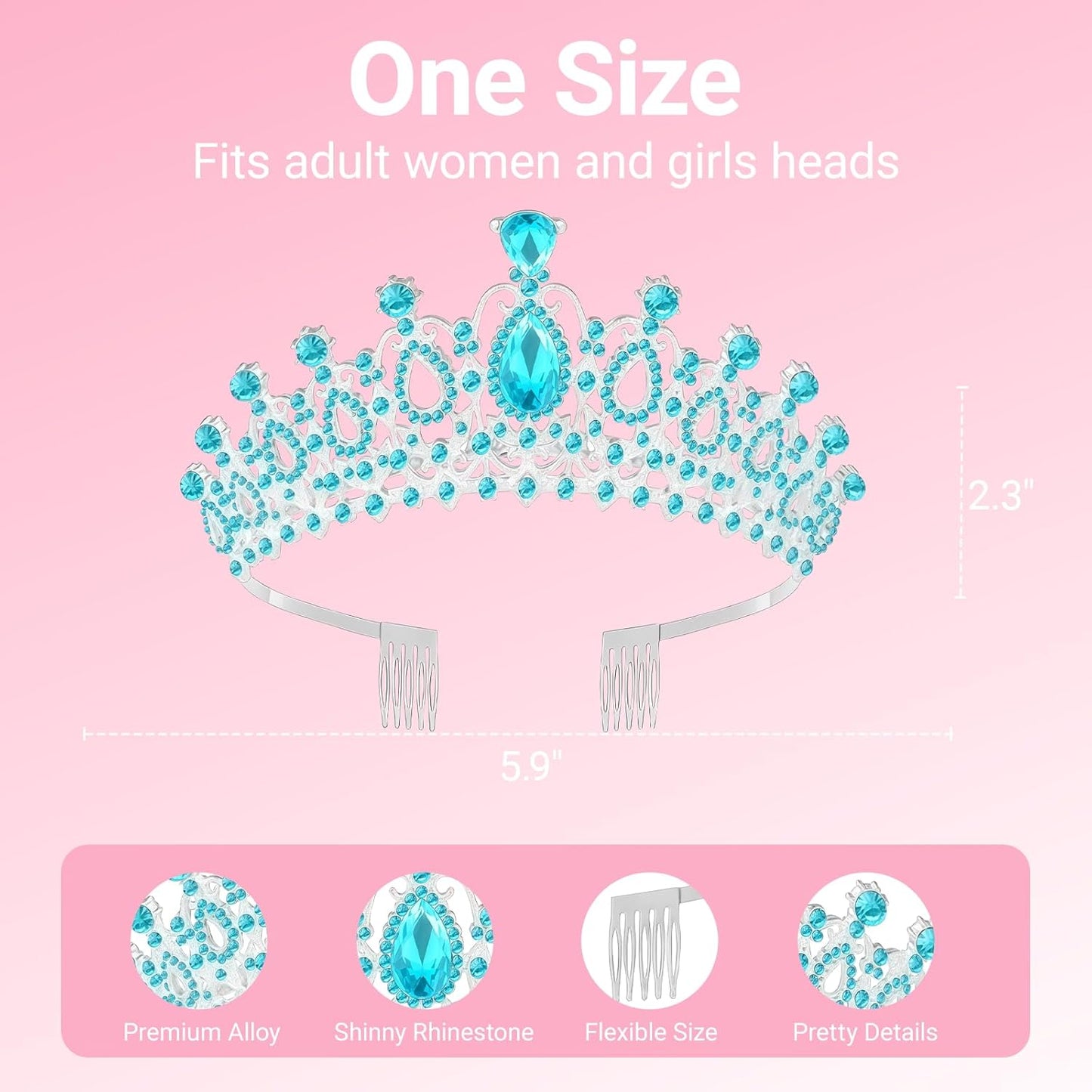 Birthday Tiara and Crown with Sash, Birthday Tiara for Women Party Silver