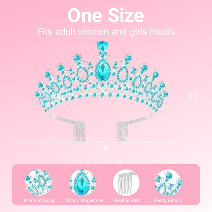 Birthday Tiara and Crown with Sash, Birthday Tiara for Women Party Silver